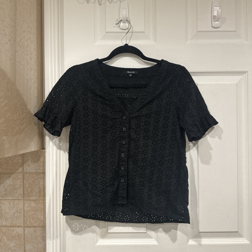 Madewell Black Eyelet Blouse